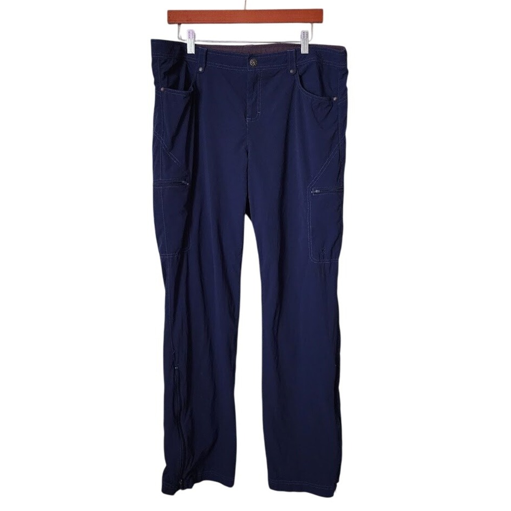 ATHLETA Y2K Navy Blue Utility Hiking Cargo Pants Outerwear Zip Gorpcore 16T